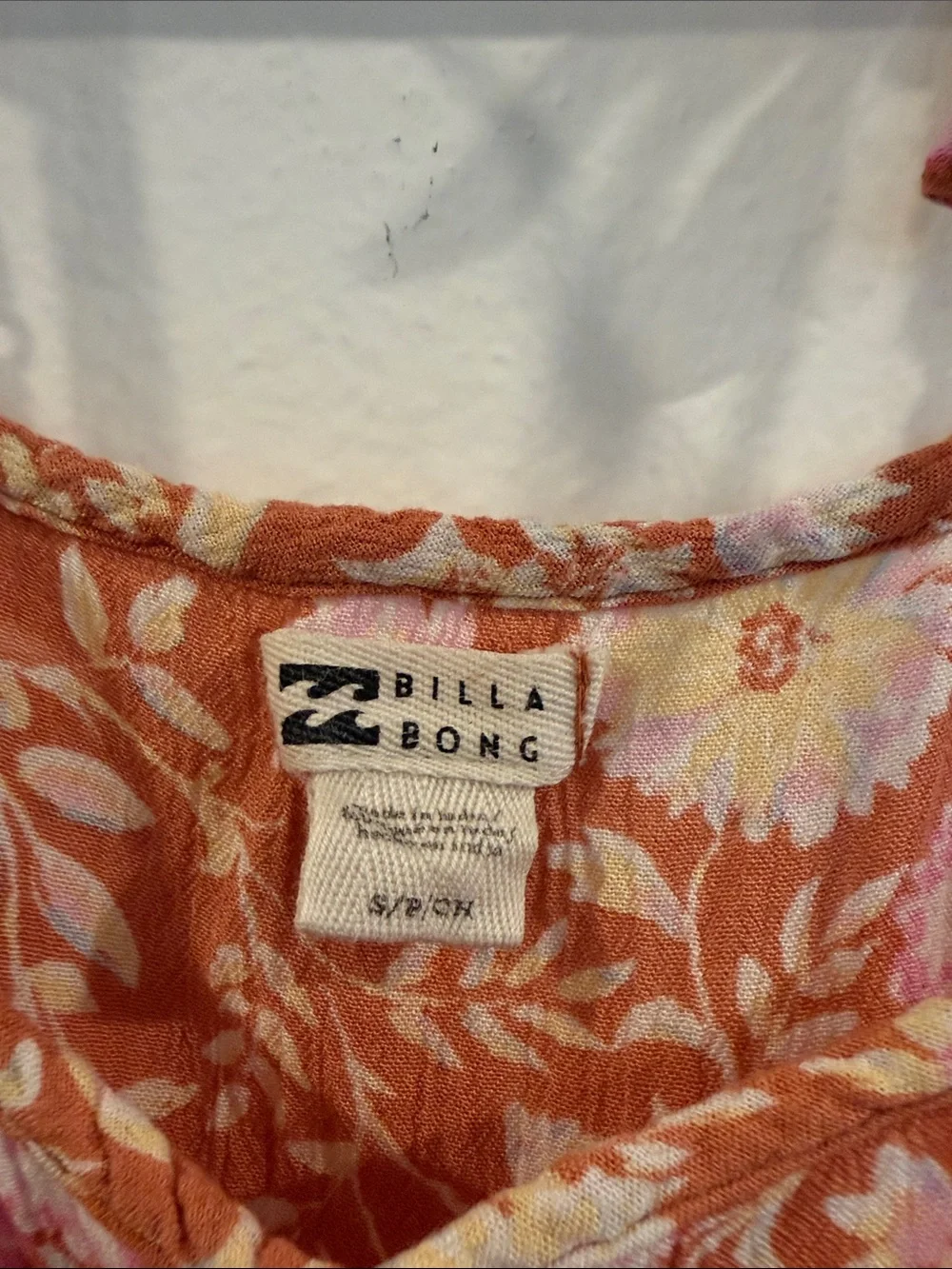 Billabong Rust Floral Tie-Shoulder Sundress with Pink Blooms